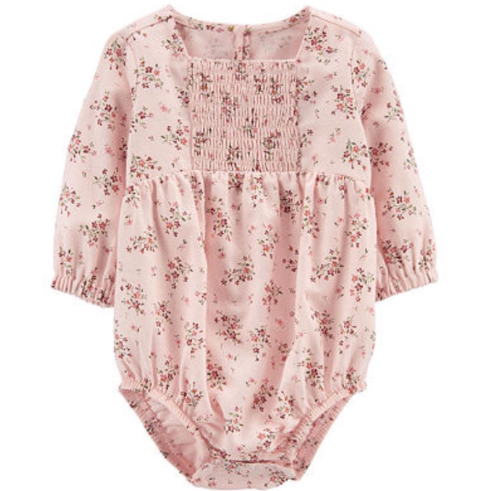 OSHKOSh B'GOSH:  Baby Girl's  PINK FLORAL Bodysuit / Onesie / Romper